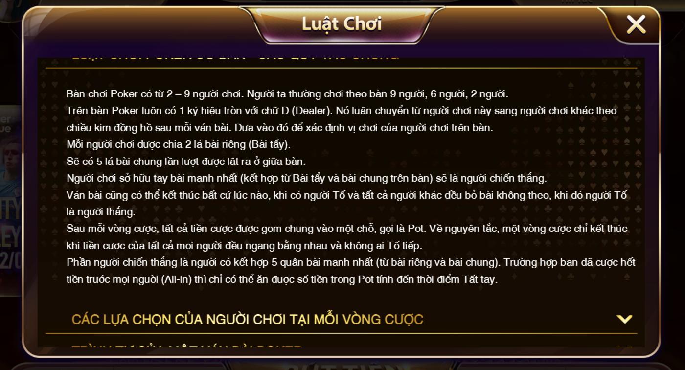 Quy trình vận hành vòng chơi trong Poker tại sun win club